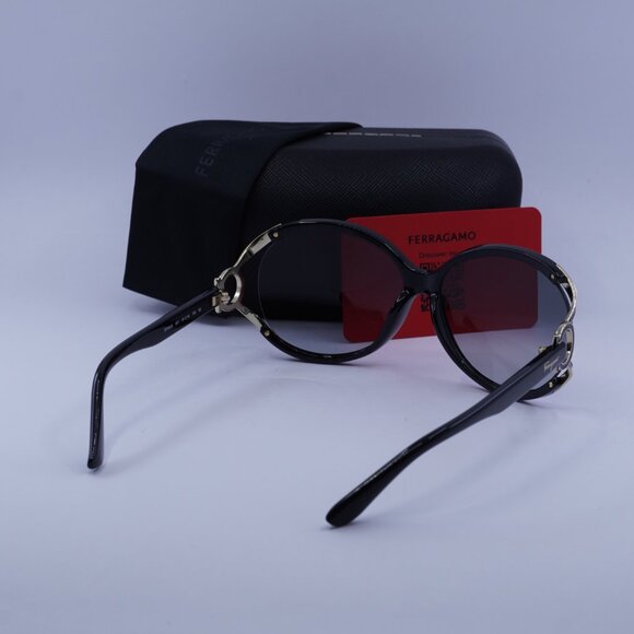 Salvatore Ferragamo SF600S 001 Sunglasses Black Oval Frame, Grey Lenses - Picture 11 of 11